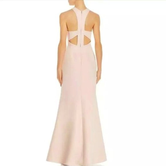 New* BCBGMAXAZRIA Cut-Out Halter-Neck Gown Dress Bare Pink Color Size 8 $338.00 - Picture 5 of 9